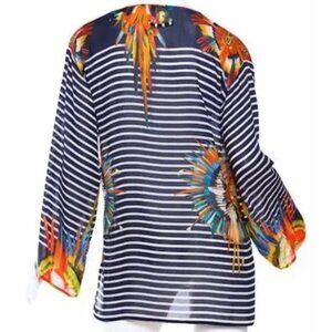 Jean Paul Gaultier Navy and Multicolor Striped Blouse